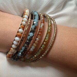 Elegant Multicolor Beaded Bangle Set